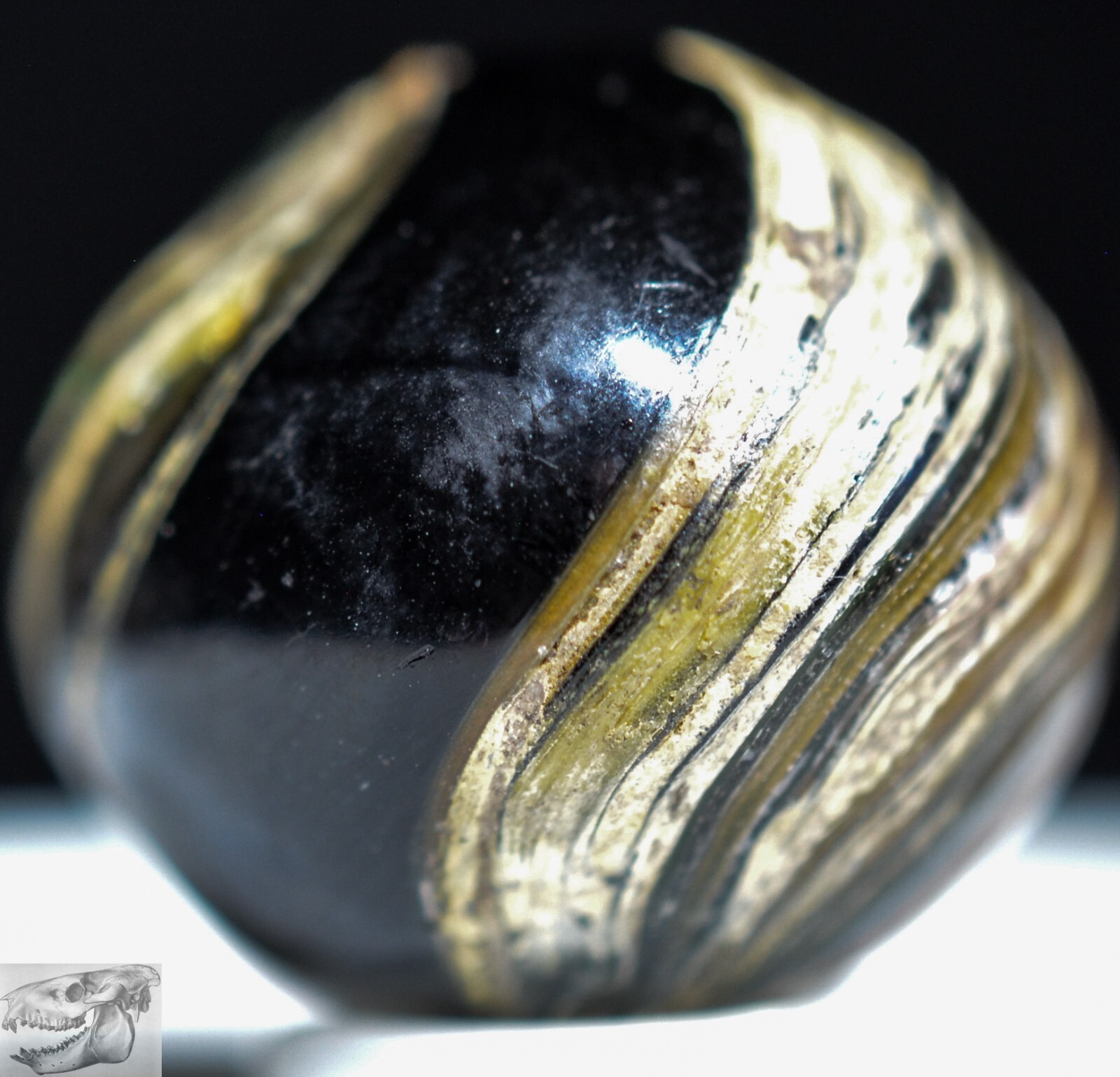 Handmade Indian Marble, Green & Yellow Teardrop 3/4 in Germany 1860-1920, S1123