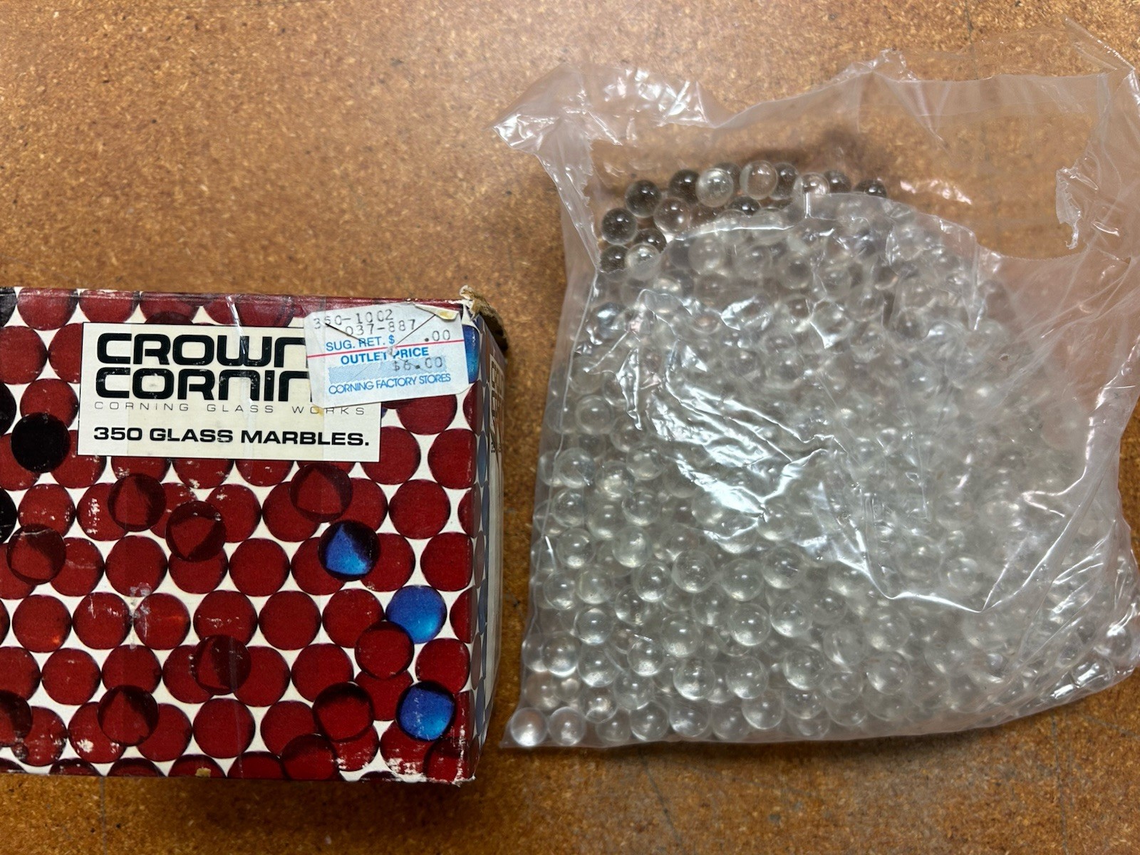 Corning Glass Works Crown Corning Glass Marbles Clear | USA Made ~350x Vintage