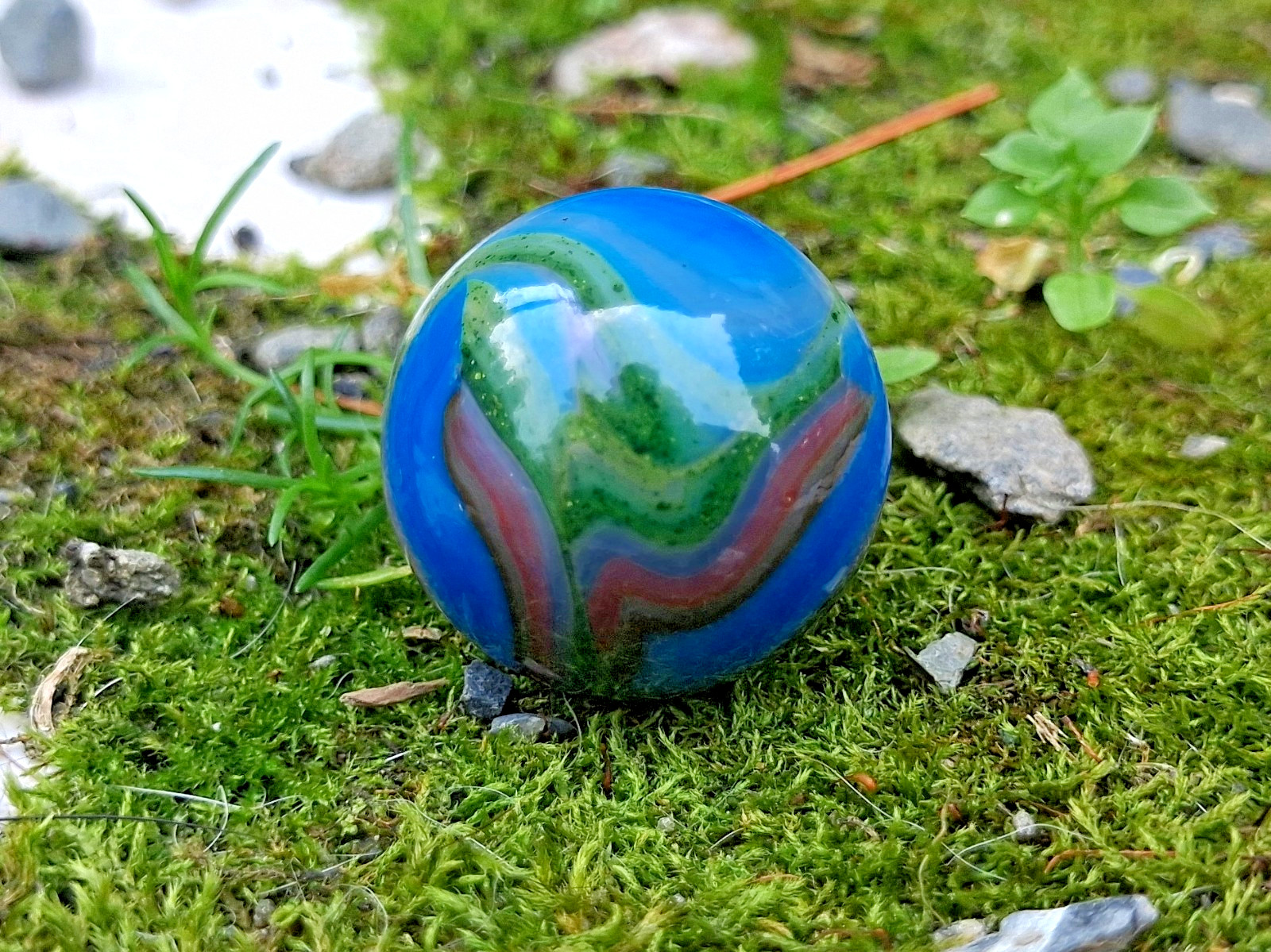 JABO/DAS Blue Racer Green Aventurine Swirl Marble Size .71 Mint