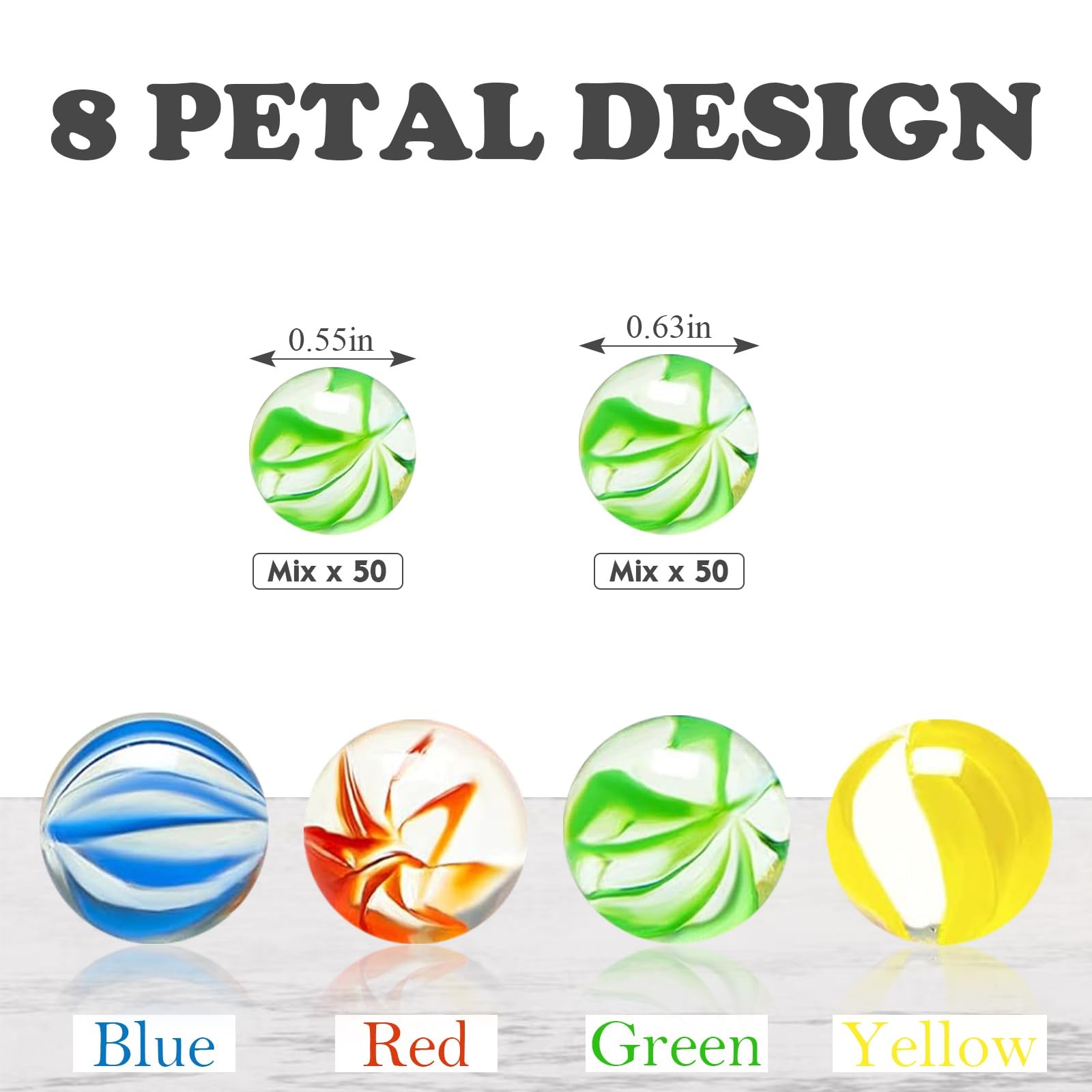 Lagincig 100Pcs Glass 0.63 inches x 0.55 inches, Red, Green, Yellow, Blue