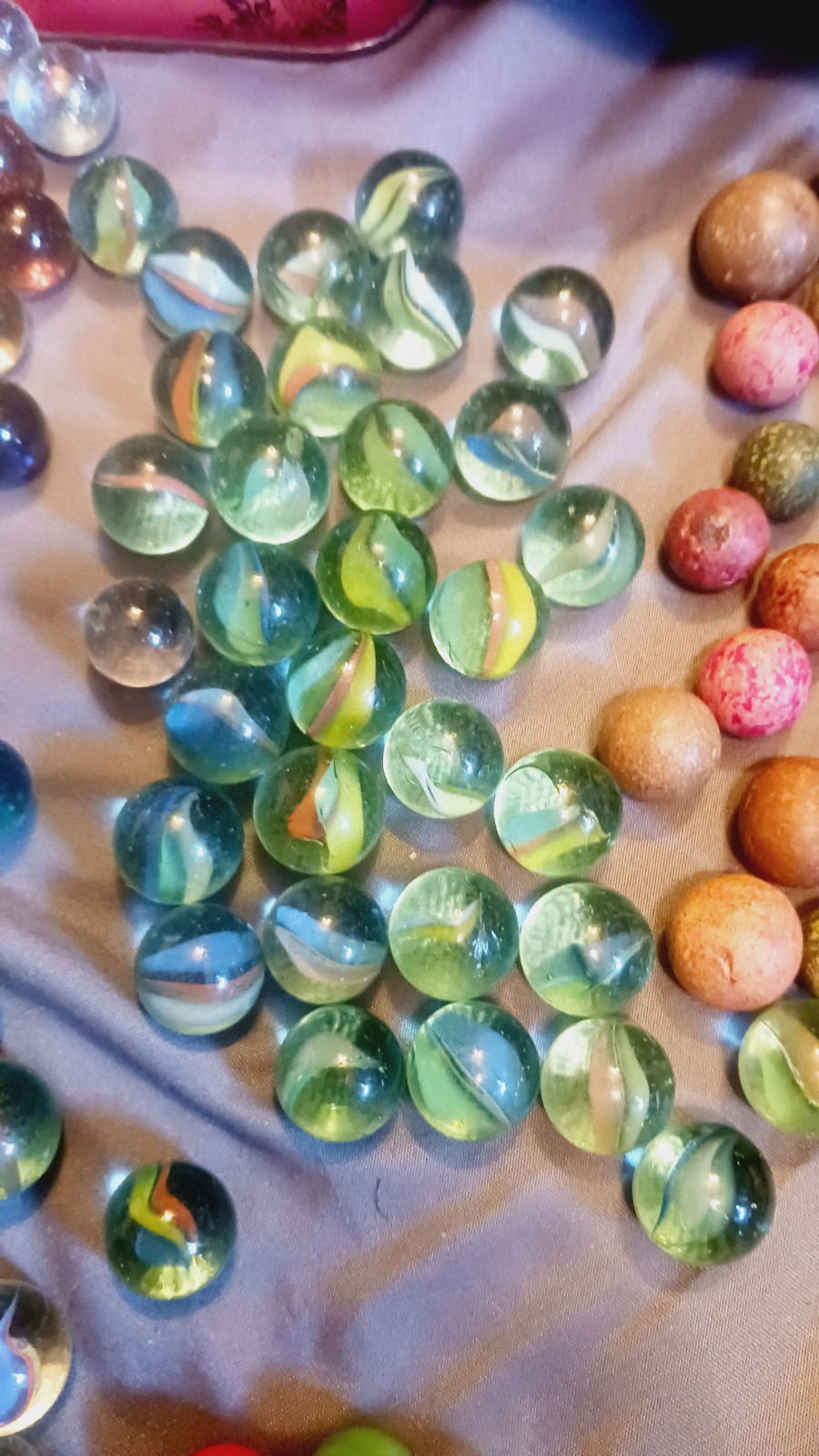 266 Antique Marbles Clay, Glass & Stone 1800s Civil War, Bennington, Marble King