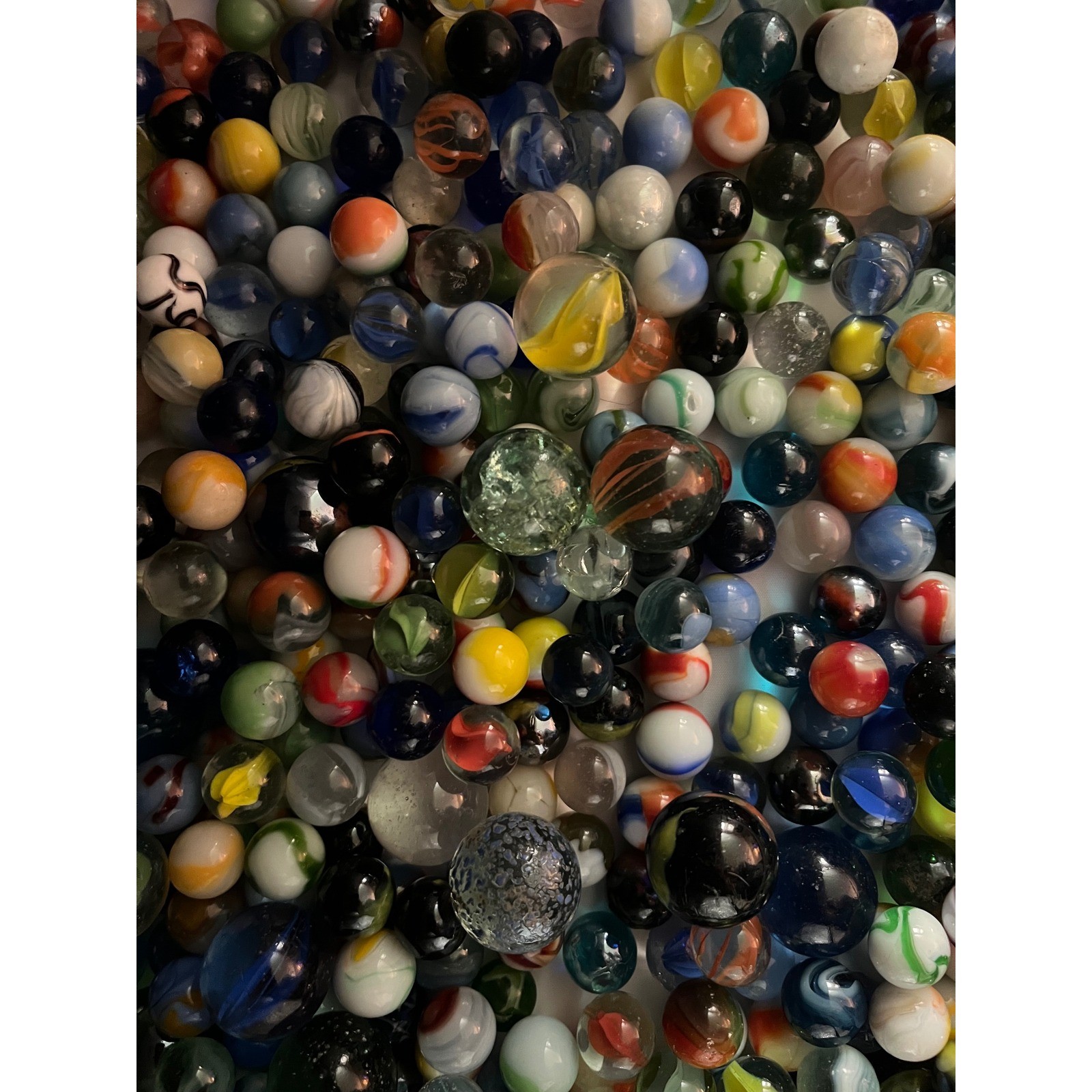 VTG Mystery Marbles Lot Glass Collection Various Styles 1 shooter and 30 smalls