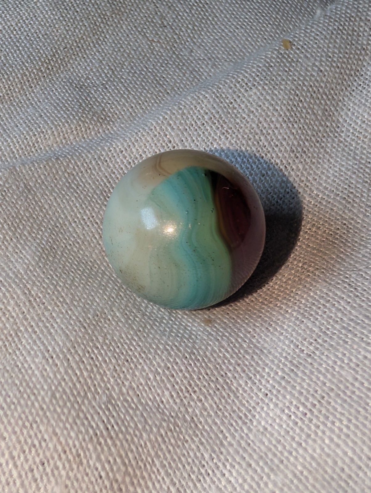 Vintage Peltier NLR Marble .59” Pastel Rainbo Cream/Teal/Burgundy Swirl