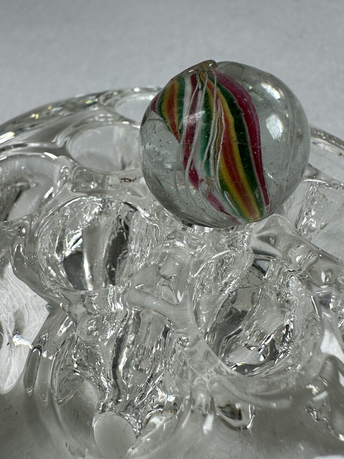 MARBLE 1800’S HANDMADE GERMAN 3/4″ “SOLID CORE” RED WHITE GREEN YELLOW CLEAR