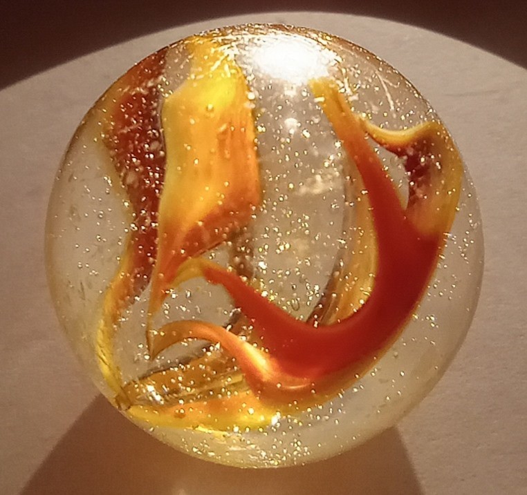 Old Vitro Hybrid Caged Cats Eye Catseye 6 Ribbon Vein Shooter Marble .87 AMAZING