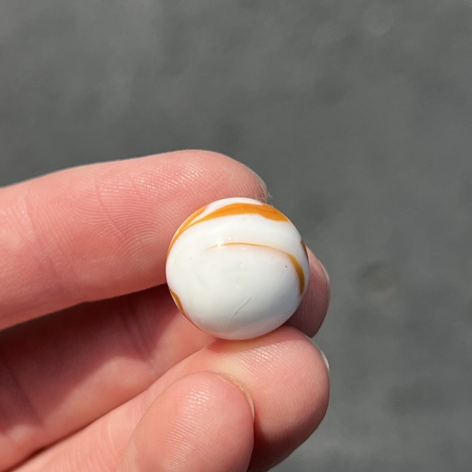 Vintage Akro Agate Peltier Pastel Swirl Glass Marble .6” Orange White