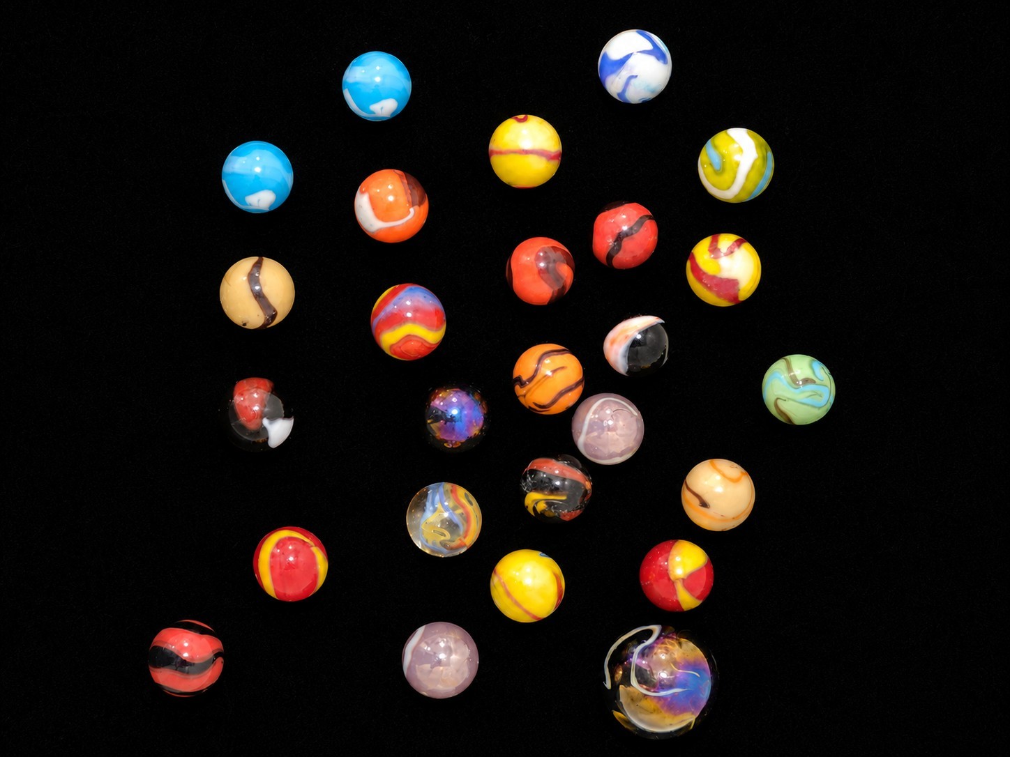 Vintage Glass Marble Lot 25 Swirl Marble Mix Colorful Collectible Group