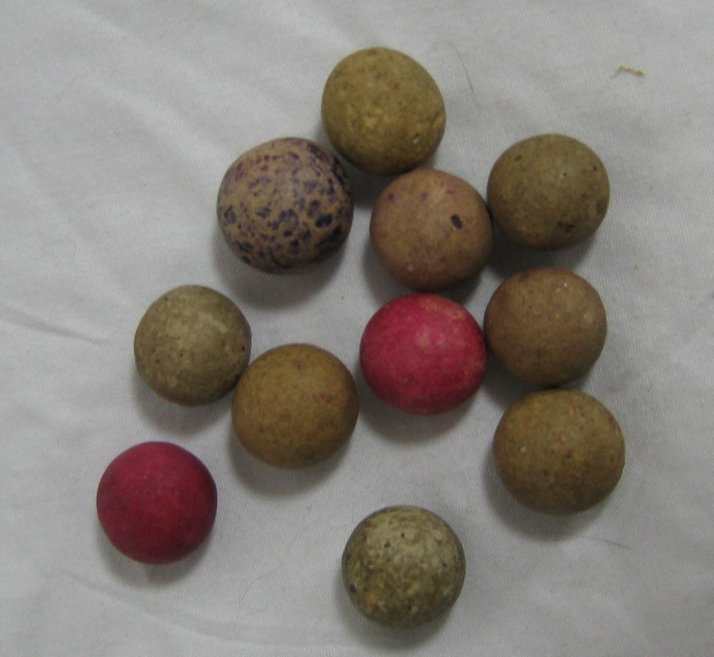 Lot Of 15 Antique Clay Marbles. Various Sizes