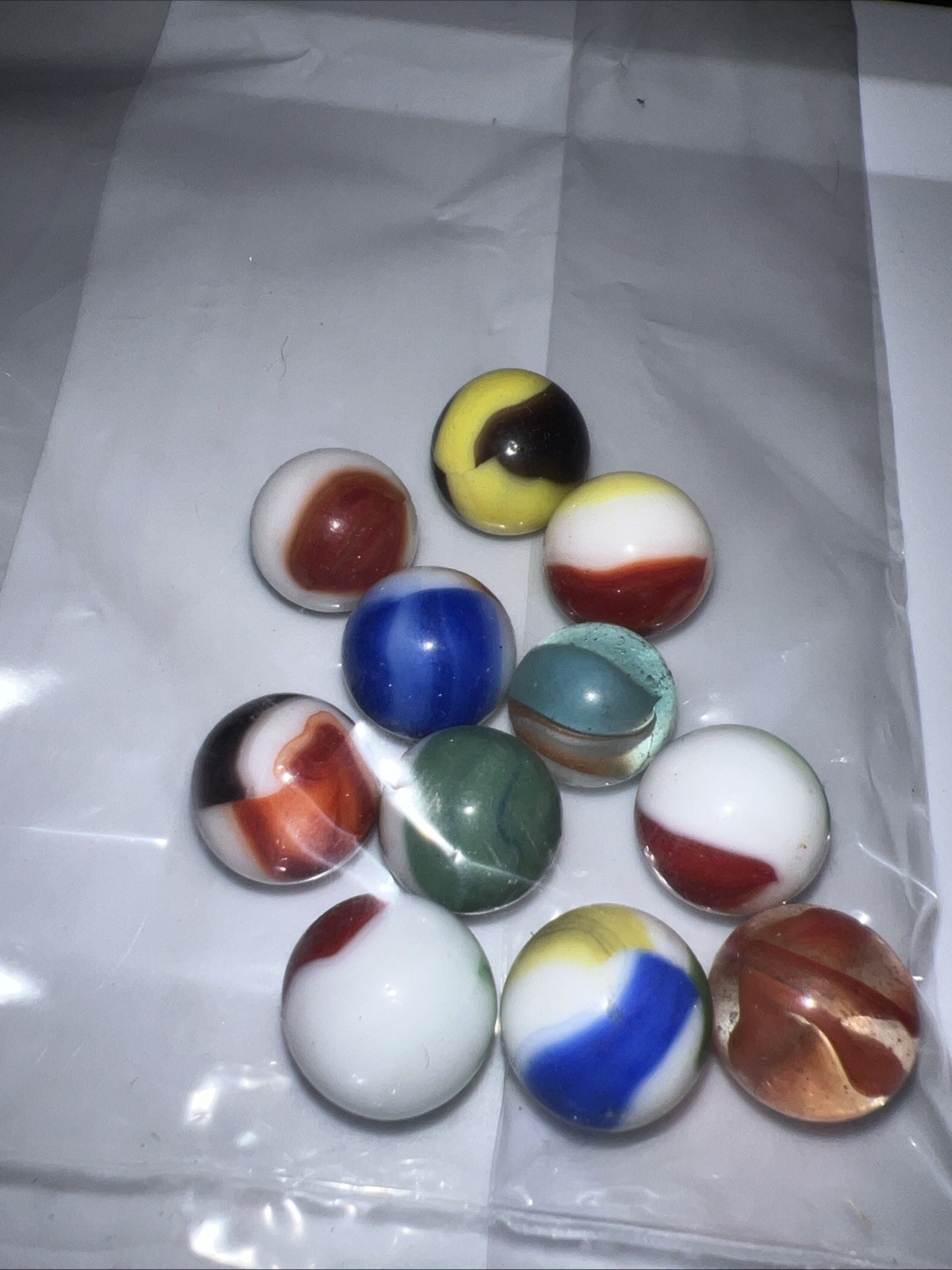 12 Super Nice Old Vintage Marbles, 13.5mm (+r-) Collectible And One 23mm