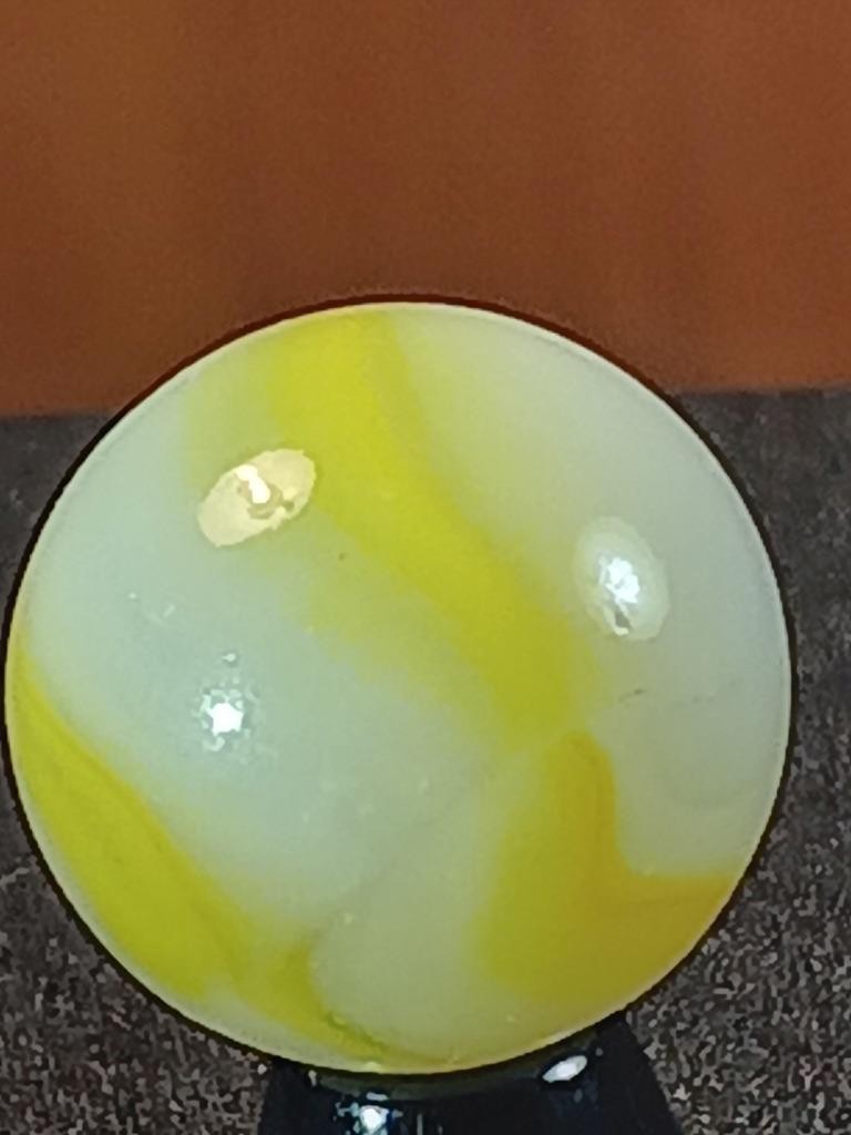 5/8″ Peltier High Noon Sun Yellow Lucent White on Clear NM Serious Marble B291