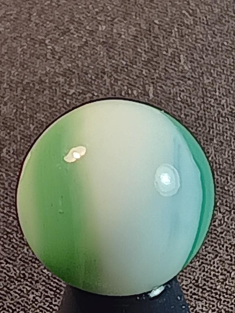 17/32″ Marble King Vitro Minty Jade Snow White on Clear NM Serious Marble A709