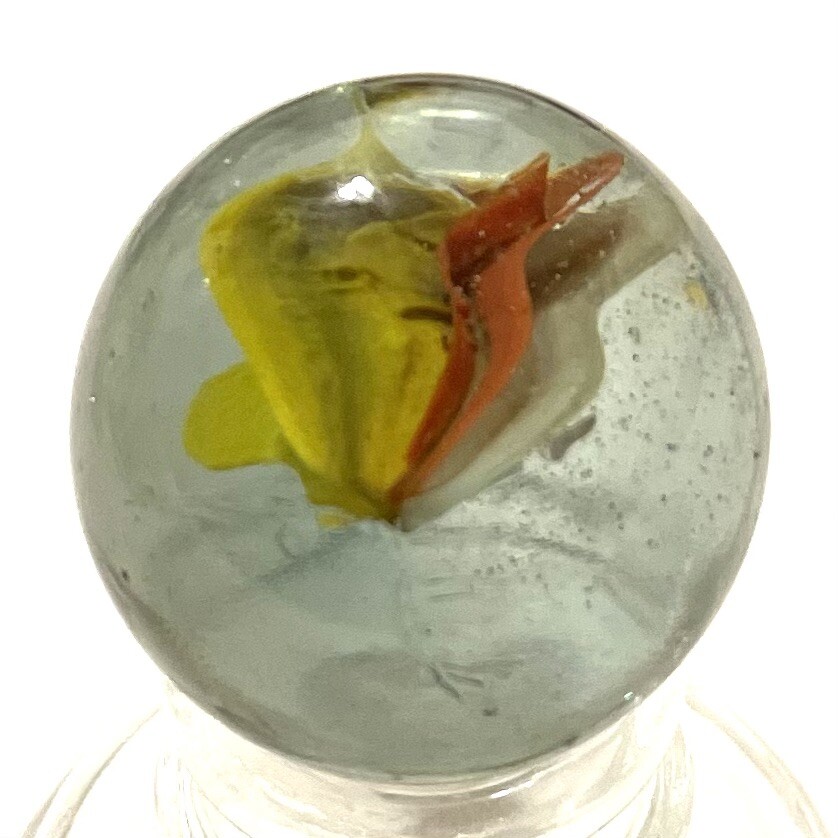 Large Six Vein Three Color Cat’s Eye Marble. Vintage Machine Made 34mm 1-3/8″