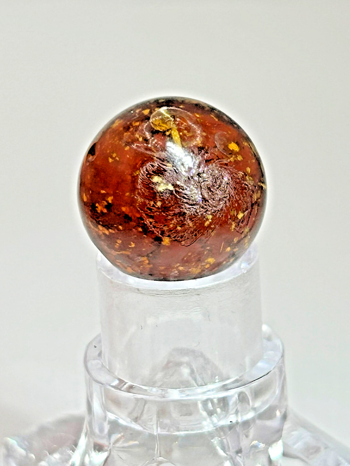 Antique German Handmade Red Mica Marble 87/128″ Near Mint+ M28