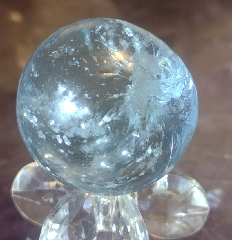 .84″ TWISTED SILVER MICA – RARE VHTF ANTIQUE GERMAN MARBLES-NM