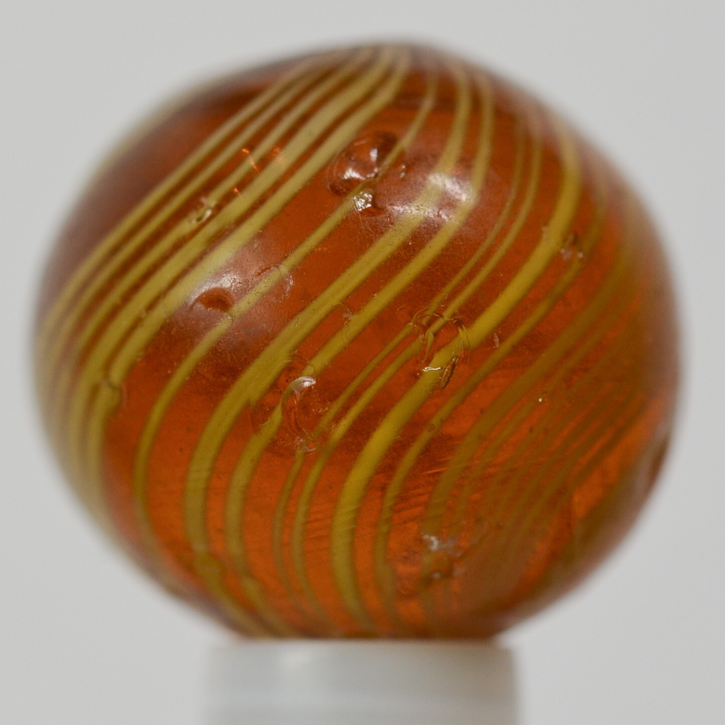 Handmade Gooseberry Marble, Amber Glass, 11/16 in, Good+ to NM-, Germany, S1421