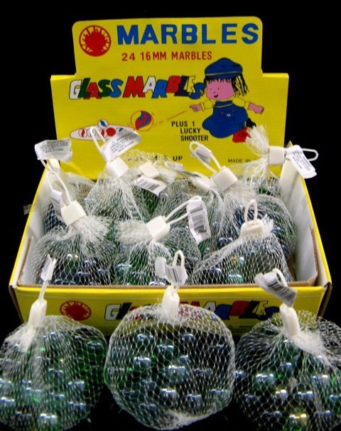 Vintage Style Glass Marbles Set 24 Players 16mm Plus 1 Shooter Mesh Bag Bulk Toy