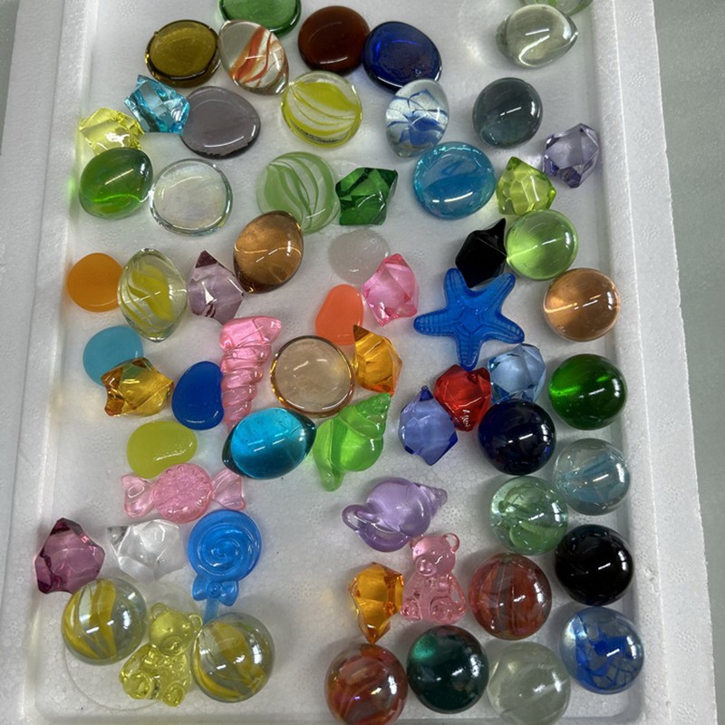 Glass Beads Combination Set Glass Balls Stones Pebbles Vase Fish Tank Decor Toy