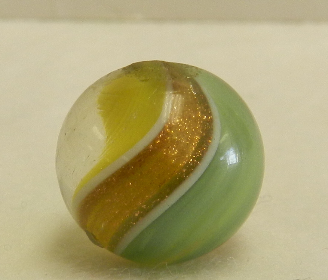 #17432m Vintage German 2 Color Ribbon Lutz Marble .68 Inches NM+ to M-