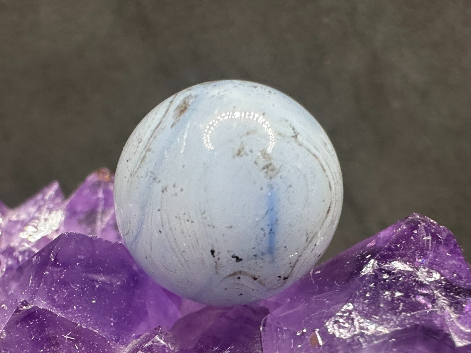 UNIQUE Vintage Alley or Heaton Agate Metallic Swirl Marble – Blue & White – .61″