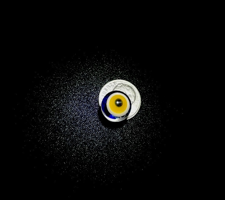 .47” “Psychedelic” Mini Yellow Eye Fungi Spiral Pee Wee Glass Art Eyeball Marble