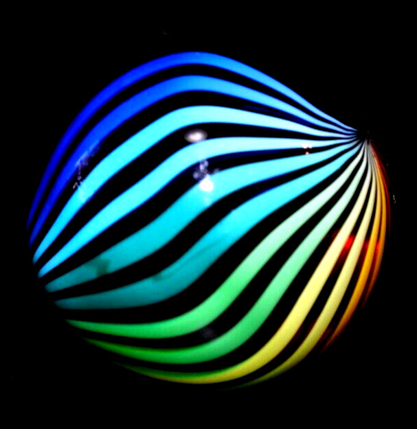 FRITZ LAUENSTEIN GLASS MARBLE/1.642″-PEEK into the RAINBOW-SAPPHIRE,TURQ.,FERN +