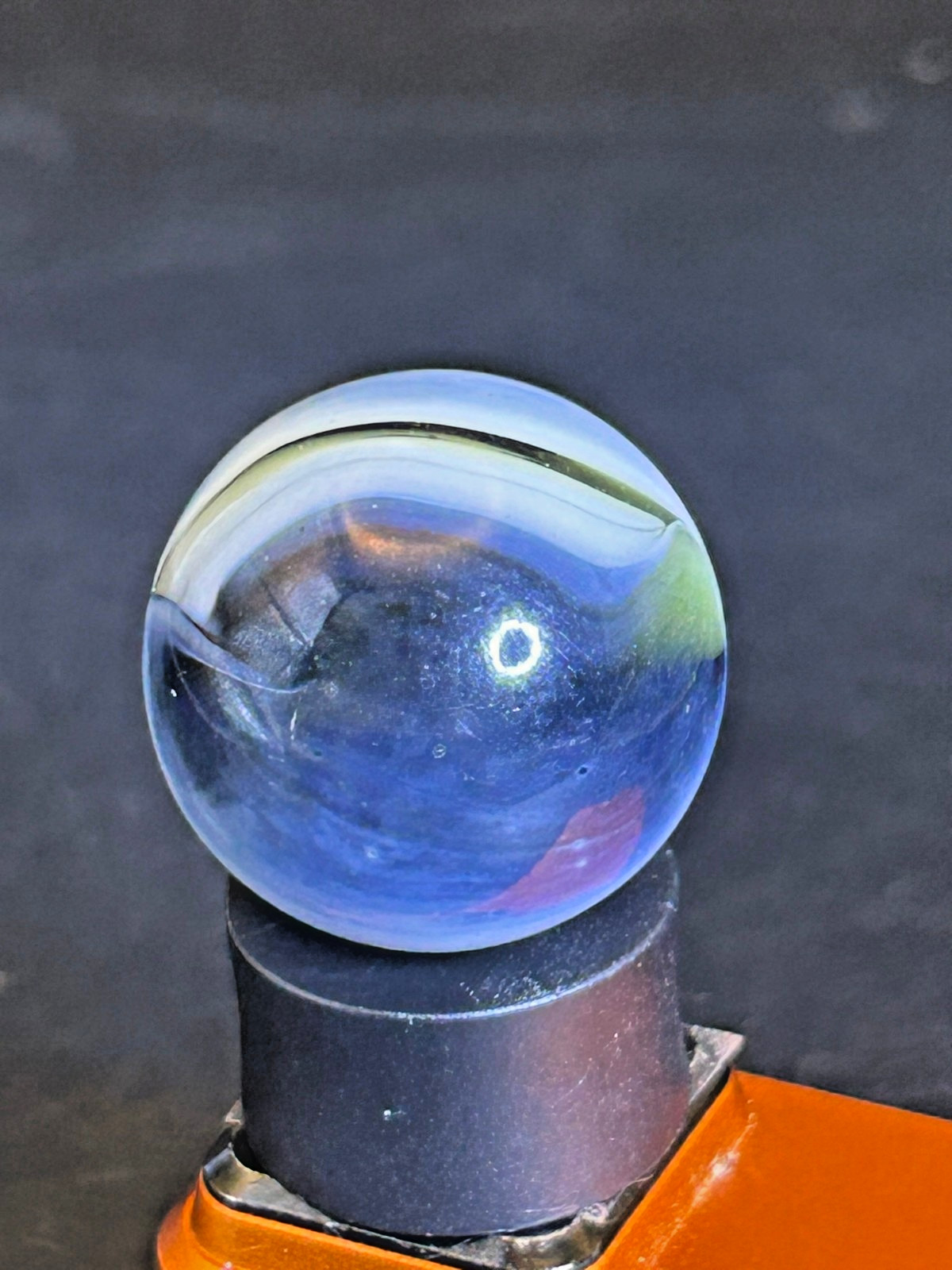 Vitro Agate “Tri-Lite” Shooter UV & Light-Reactive Green Base .89″ Mint, SH23