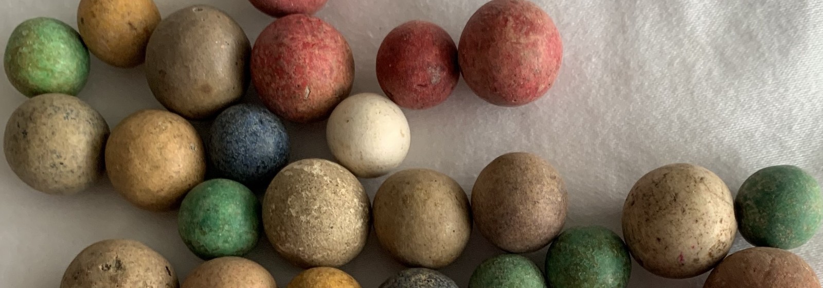50 Vintage Clay Marbles Various Sizes and Colors.