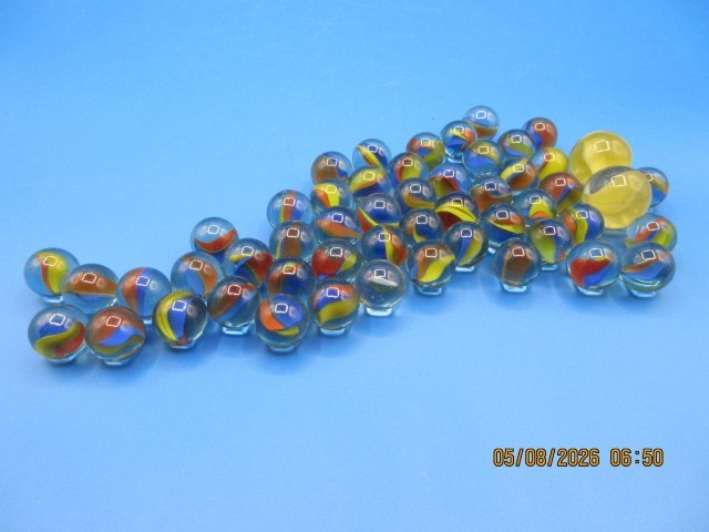 Cat Eye Marbles Glass Toy Pack of 50 Plus 2 Shooter Marbles