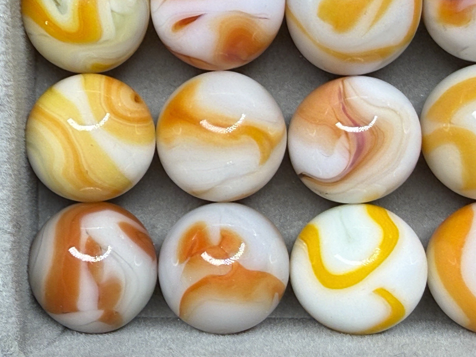 Lot Of 30 Alley Champion West Virginia Swirl Marbles .55”To .66” NM(+) To Mint