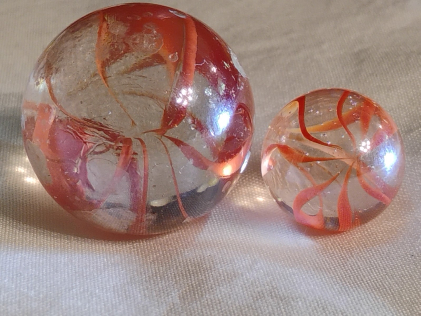 Vintage Peltier Marble King Japanese Caged Cat’s Eye Shooter Player Pair Marble?