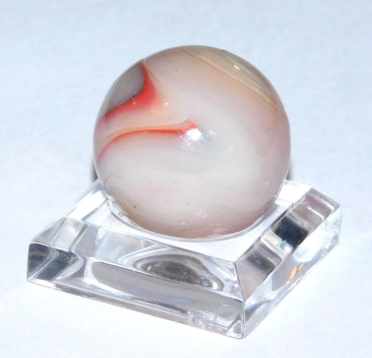Vintage Glass Marble Large Red Black Grey Oxblood Melted ‘9 & Tail’ 0.73″ #0-130
