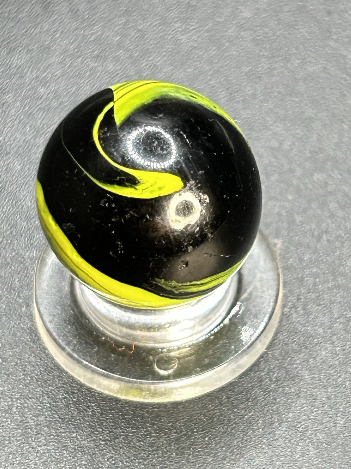 Vintage Electric Yellow Christensen Agate Striped Opaque Marble