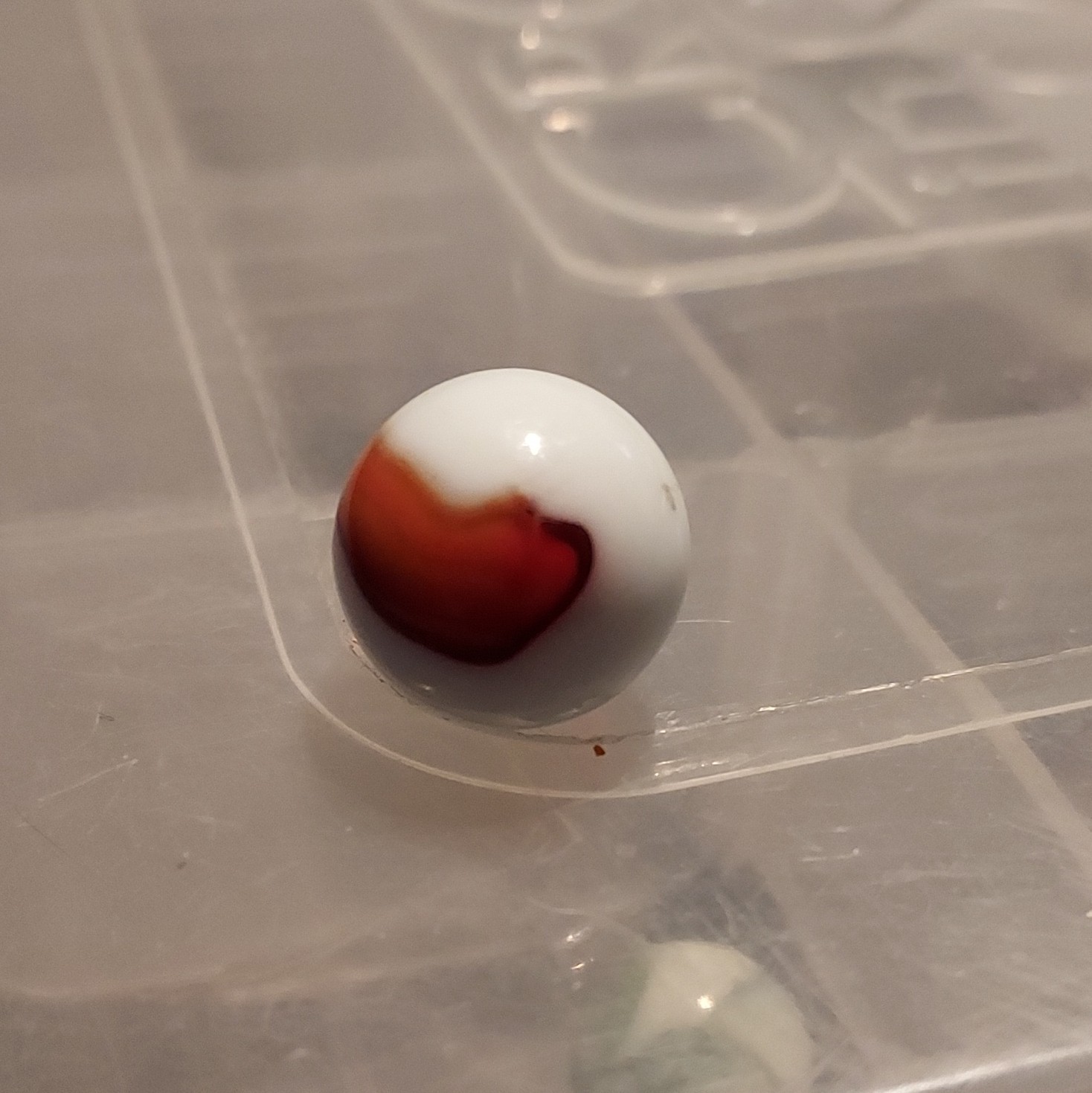 Akro Agate Red & White Swirl Glass Toy Marble – Machine Made, Ages 4-11