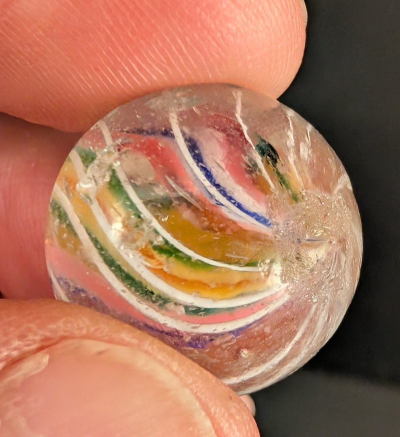 Vintage German Latticinio Core Swirl Marble Glass .759″ (6 colors)