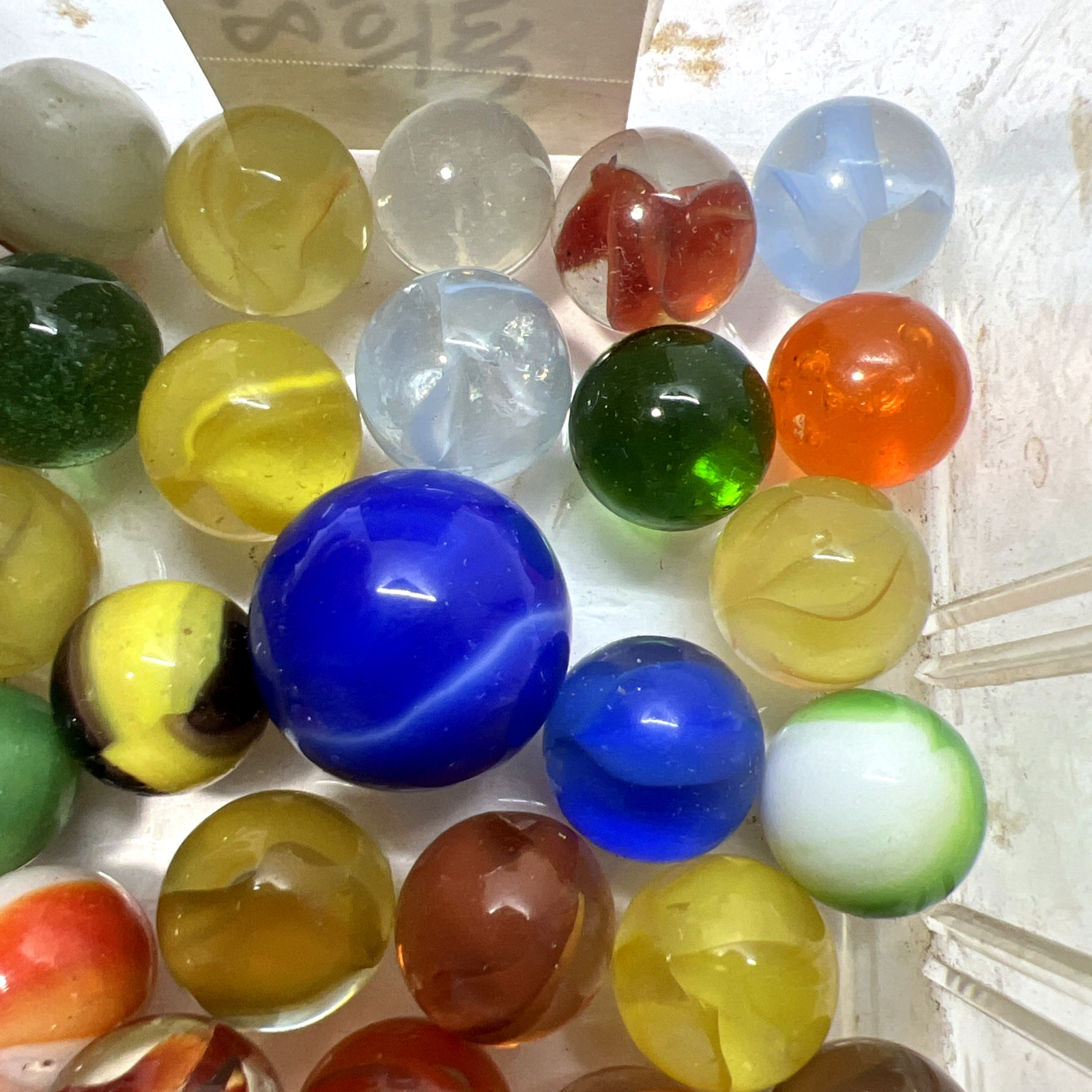 Estate Item: Antique Vintage Lot Of Clear/Swirl Glass Marbles 54 Pc Lot #1