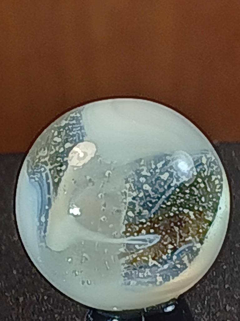 5/8″ Akro Agate Ice White Slag Snake Swirl Near Mint Serious Marble B239