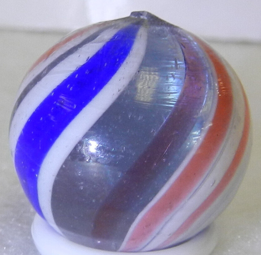 #17207m .75 Inches Vintage German Handmade Peppermint Swirl Marble