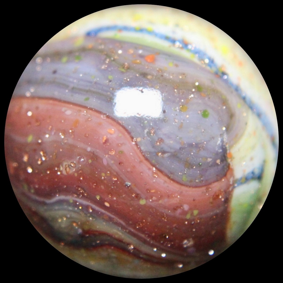 DAS Hawkeye Marble Collector Series: Lutz Guinea w/Blue Aventurine Chain!