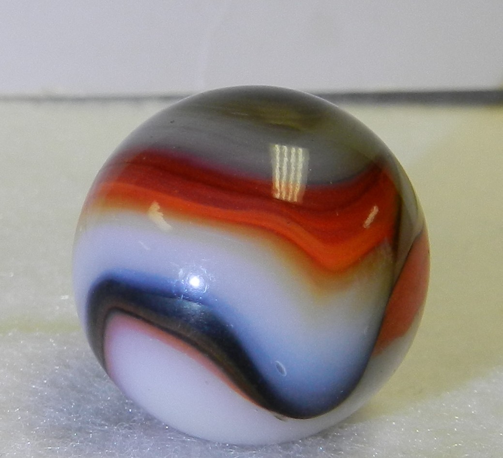 #20326m Huge .84 or 27/32 Vintage Peltier Glass NLR Rebel Shooter Marble *Mint*