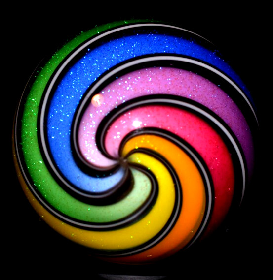 HOT HOUSE GLASS MARBLE/1.483″-CLASSIC BEACHBALL HUGE BOULDER-TANGERINE,LAVENDER+