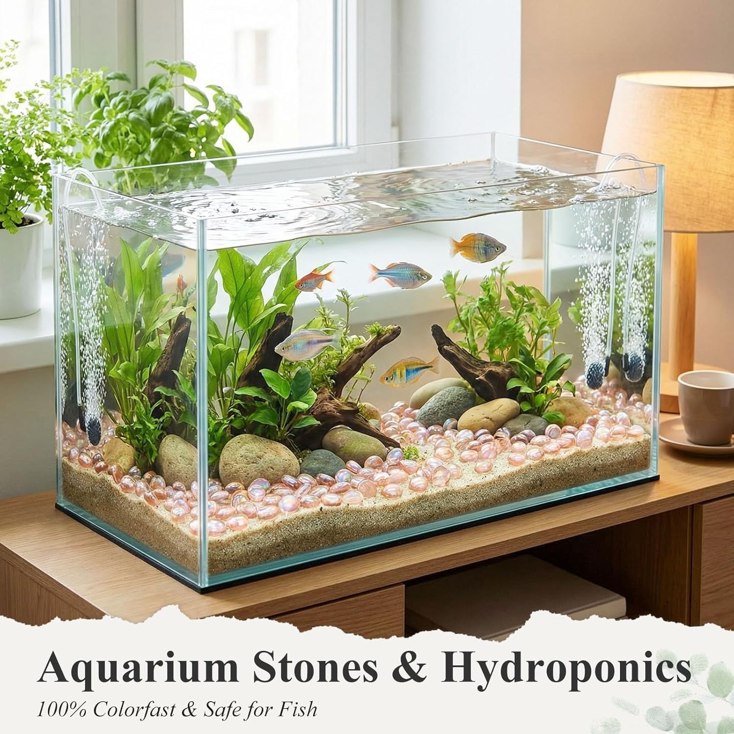 1LB Flat Glass Marbles, Champagne Decorative Marbles for Vases Aquarium Pebbl…
