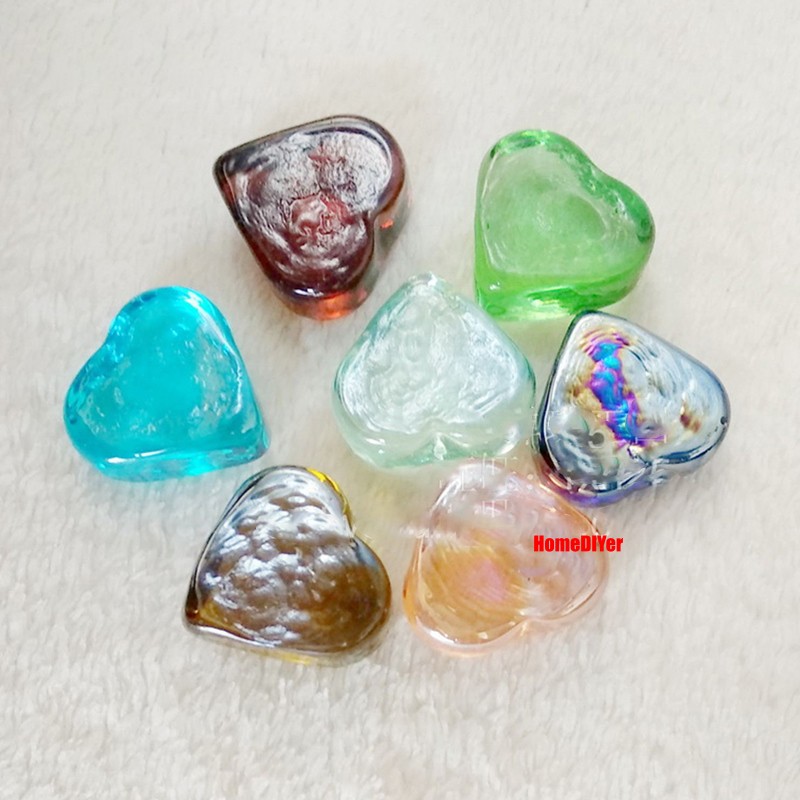 Colour Glass Heart Shape Marbles Beads Fish Tanks Vase Wedding Favour Decoration