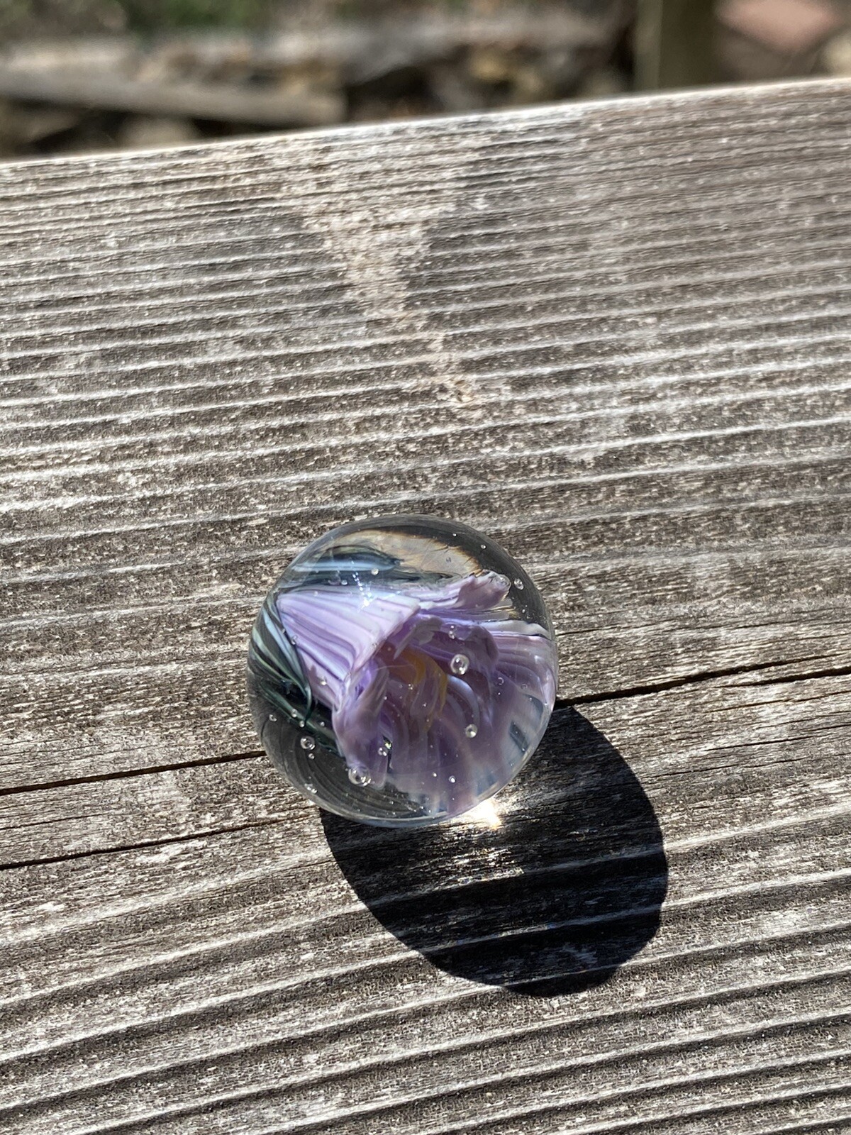 Handmade 1” Lavender Floral Glass Marble By Sarà Sally LaGrand