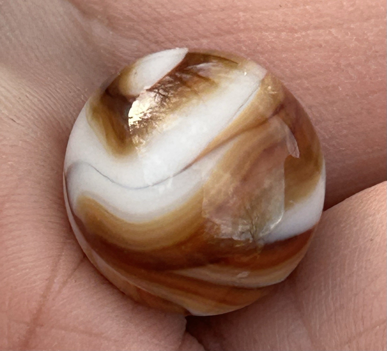 Vintage Alley Agate 0.59” Amber Flame Swirl Marble Unique Example NM To Mint