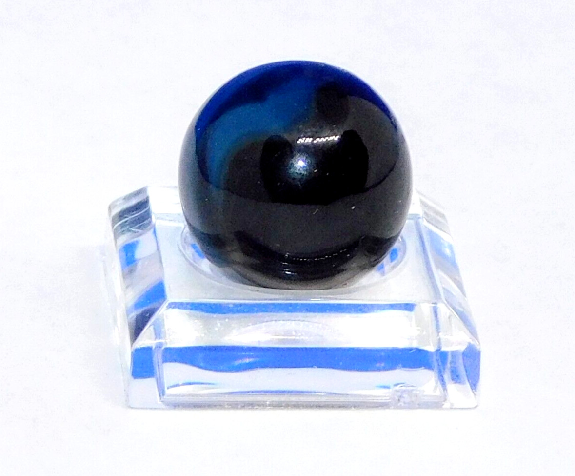 Vintage Marble Black Blue ‘9’ Opaque Swirl Christensen? Pontil NM+ 0.60″ #0-105