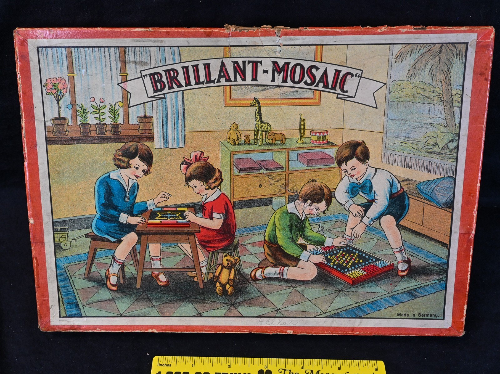 Nice Vintage Mosaic Marble Game, Germany, 1930’s, Numerous Nice Marbles, S1674