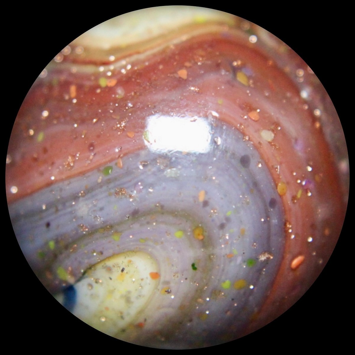 DAS Hawkeye Marble Collector Series: Lutz Guinea w/Blue Aventurine Chain!