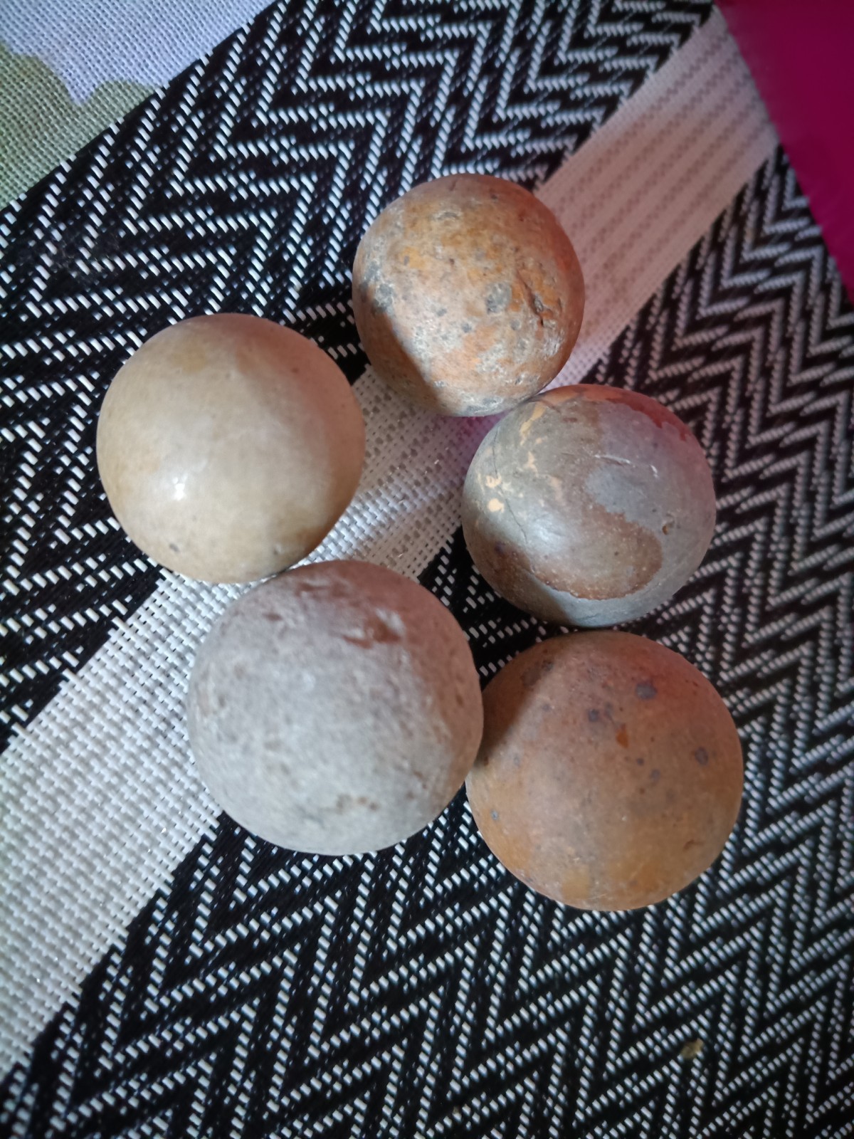 5 17th Century Large Stoneware Marbles