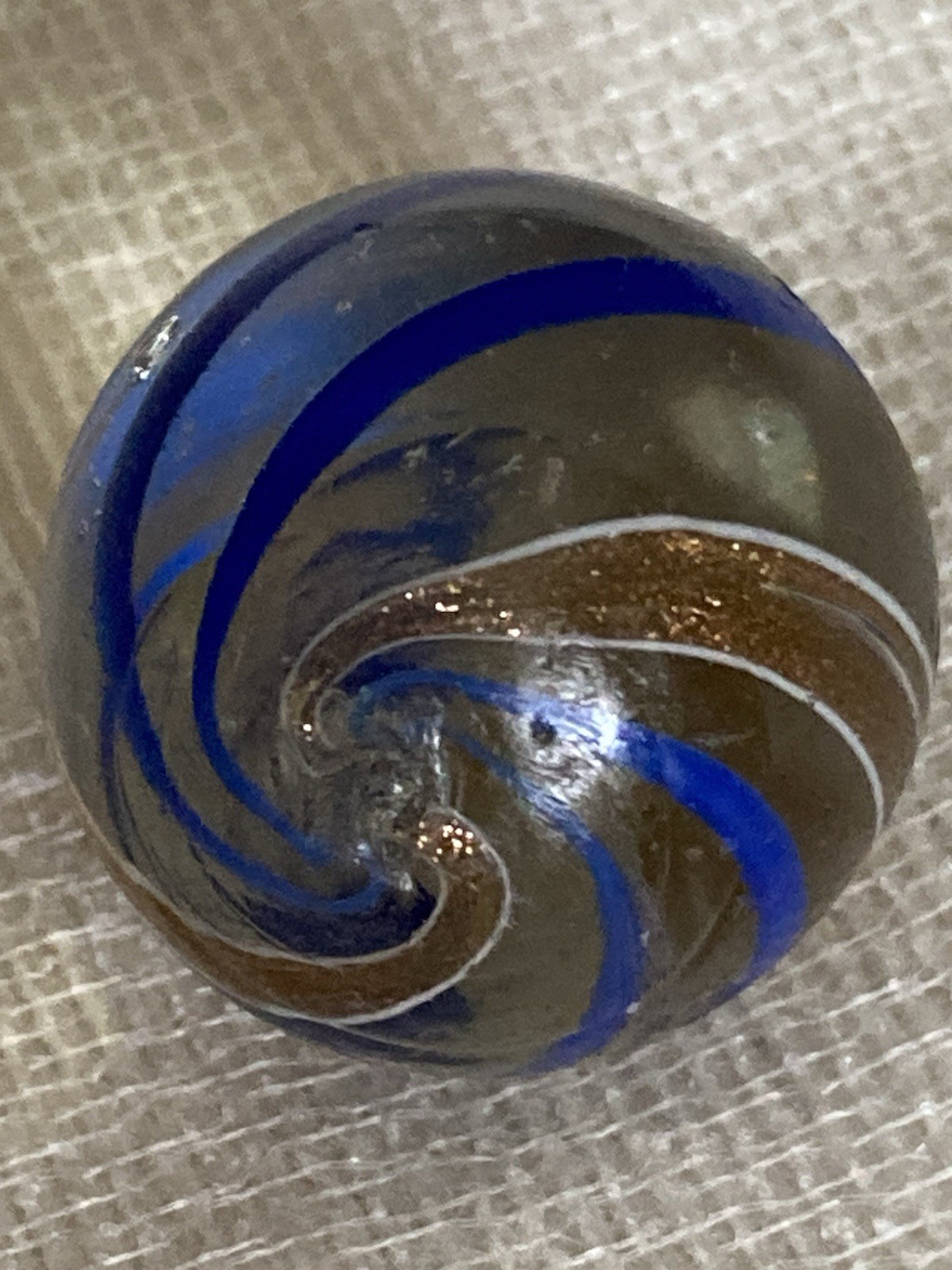 Vtg. Handmade German Banded Lutz Marble 7/8” c.1850-1920
