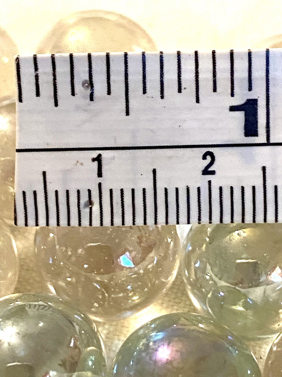 Vintage Glass Marbles Lot Of 25 Clear In Various Hues About 17cm